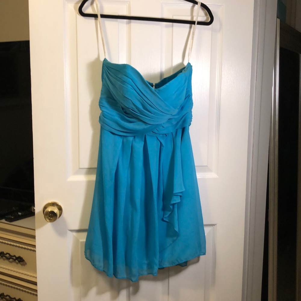 Strapless blue dress